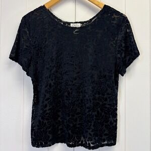 VTG Cinema Etiole Womens Fairy Grunge Burnout Velvet Semi-Sheer Top Size L Goth